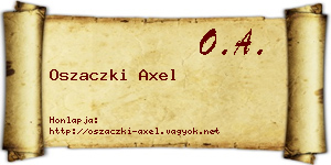 Oszaczki Axel névjegykártya